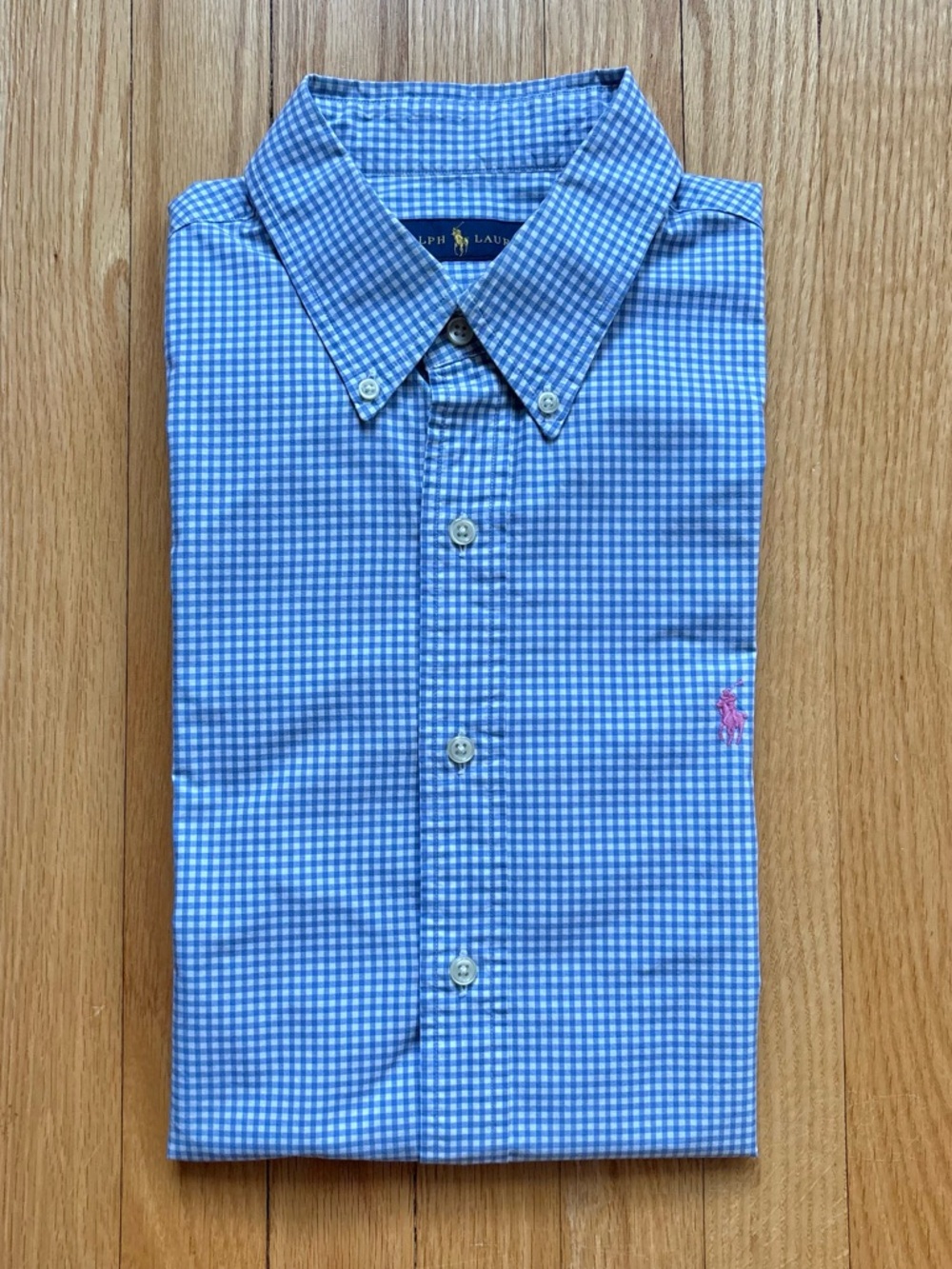 Polo Ralph Lauren Men’s Long Sleeve Dress Regular Fit Large Blue White Checks